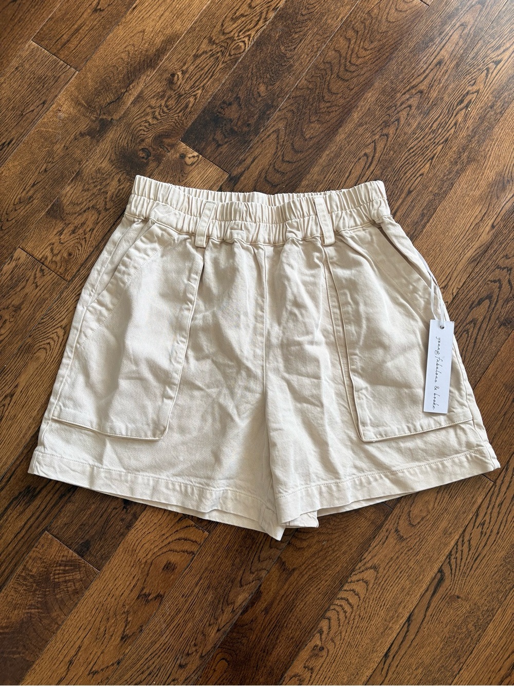 Young Fabulous & Broke Cream High-Waist Utility Shorts Size Small NWT